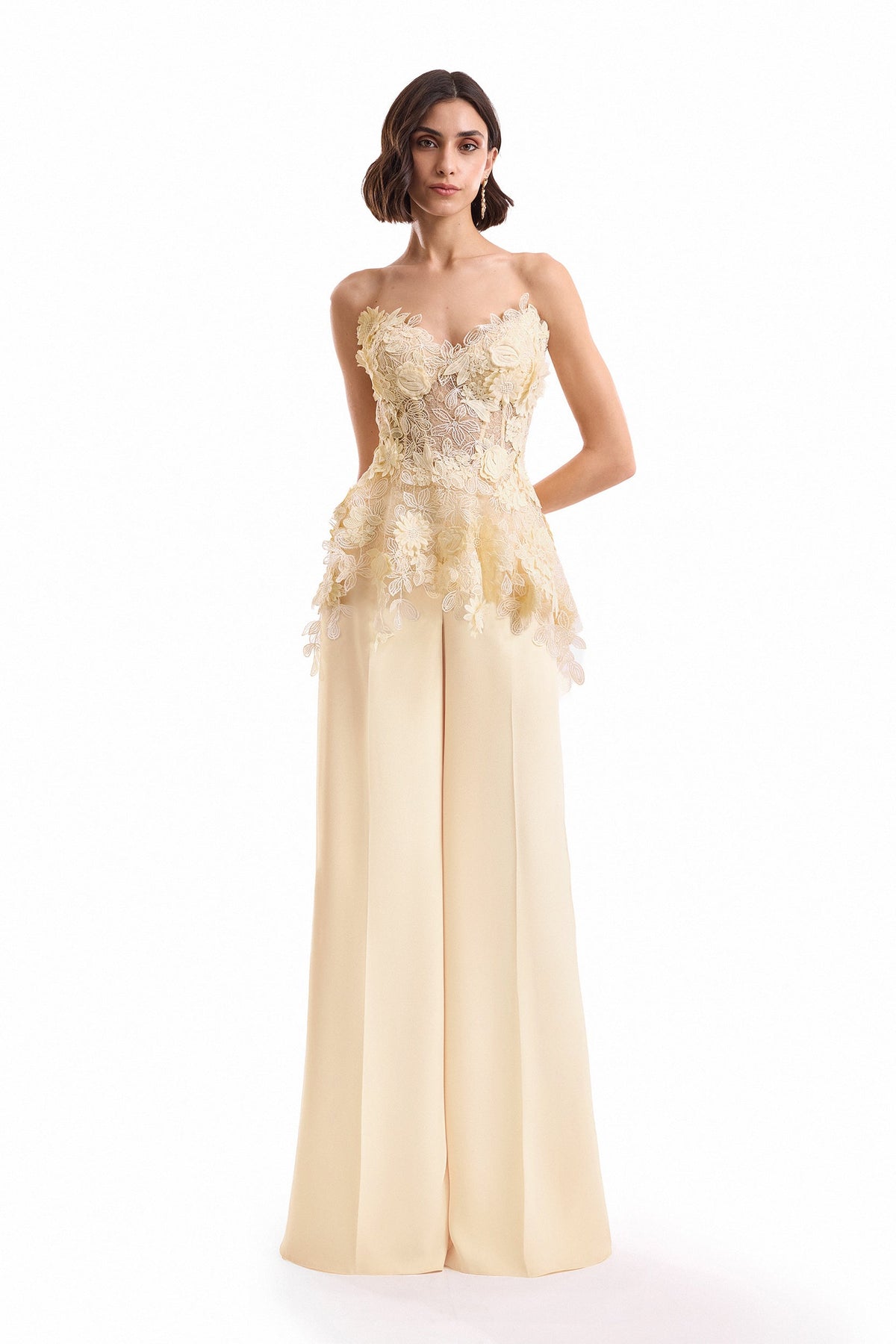3D Floral Corset Set - Yellow