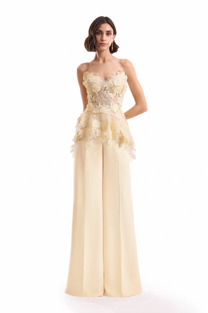 3D Floral Corset Set - Yellow