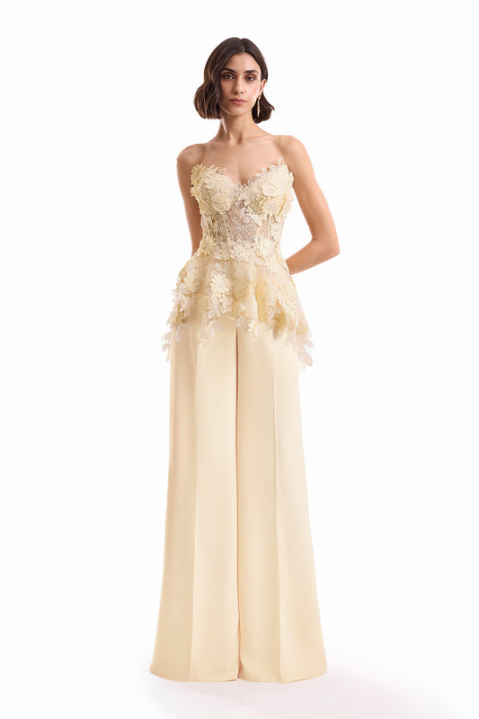 3D Floral Corset Set - Yellow