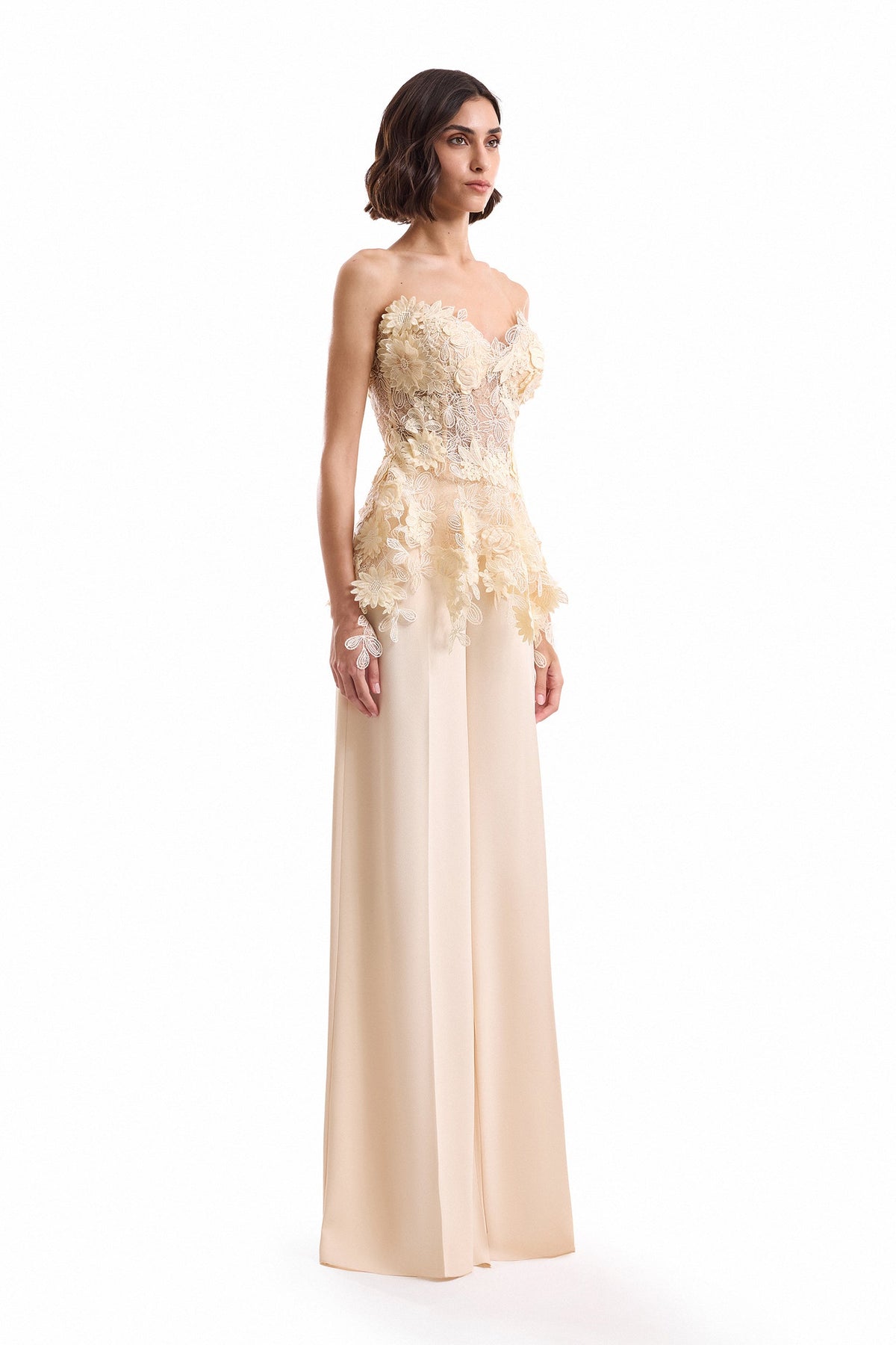 3D Floral Corset Set - Yellow