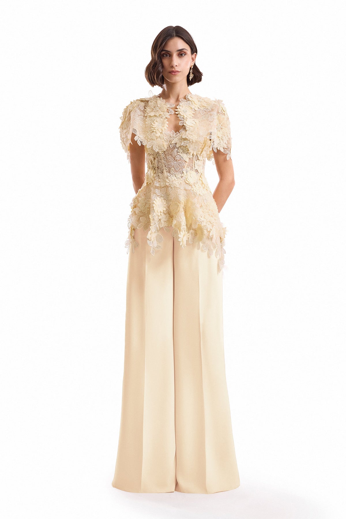 3D Floral Corset Set with Bolero - Yellow