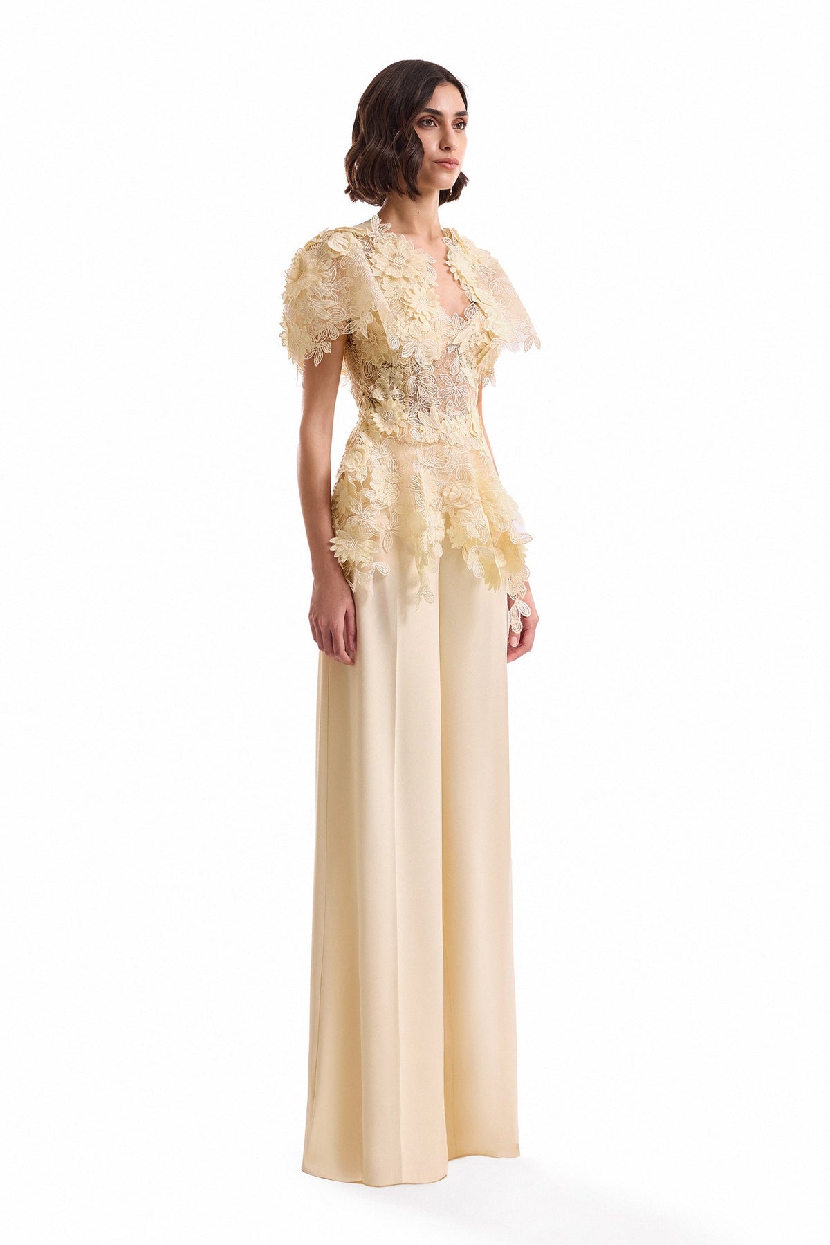 3D Floral Corset Set with Bolero - Yellow