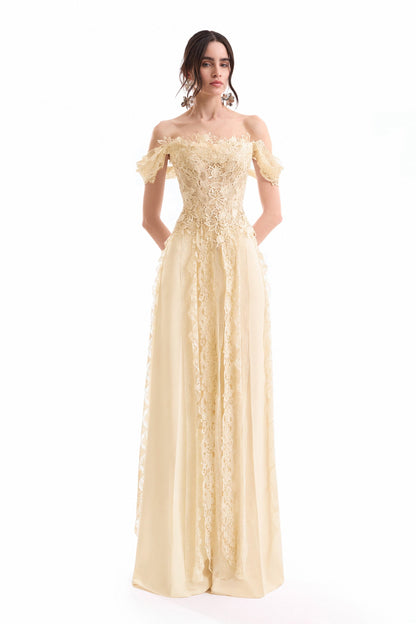 Embroidered Corset Set - Yellow