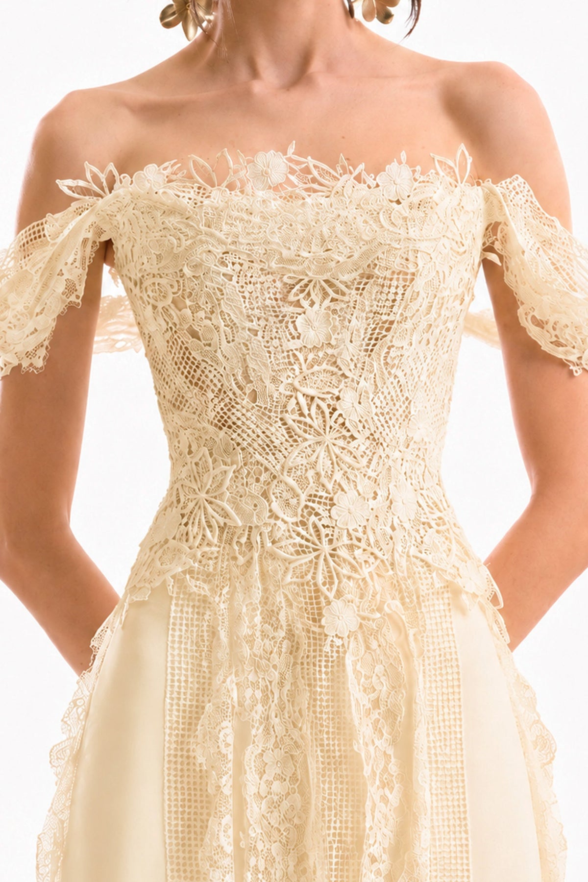Embroidered Corset Set - Yellow