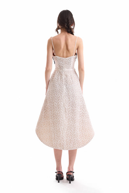 Floral Balloon Mini Dress - Ivory/White