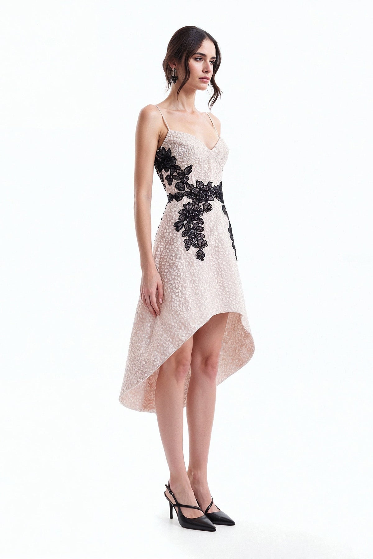 Floral Balloon Mini Dress - Ivory/White