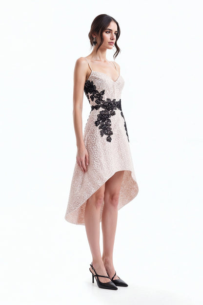 Floral Balloon Mini Dress - Ivory/White