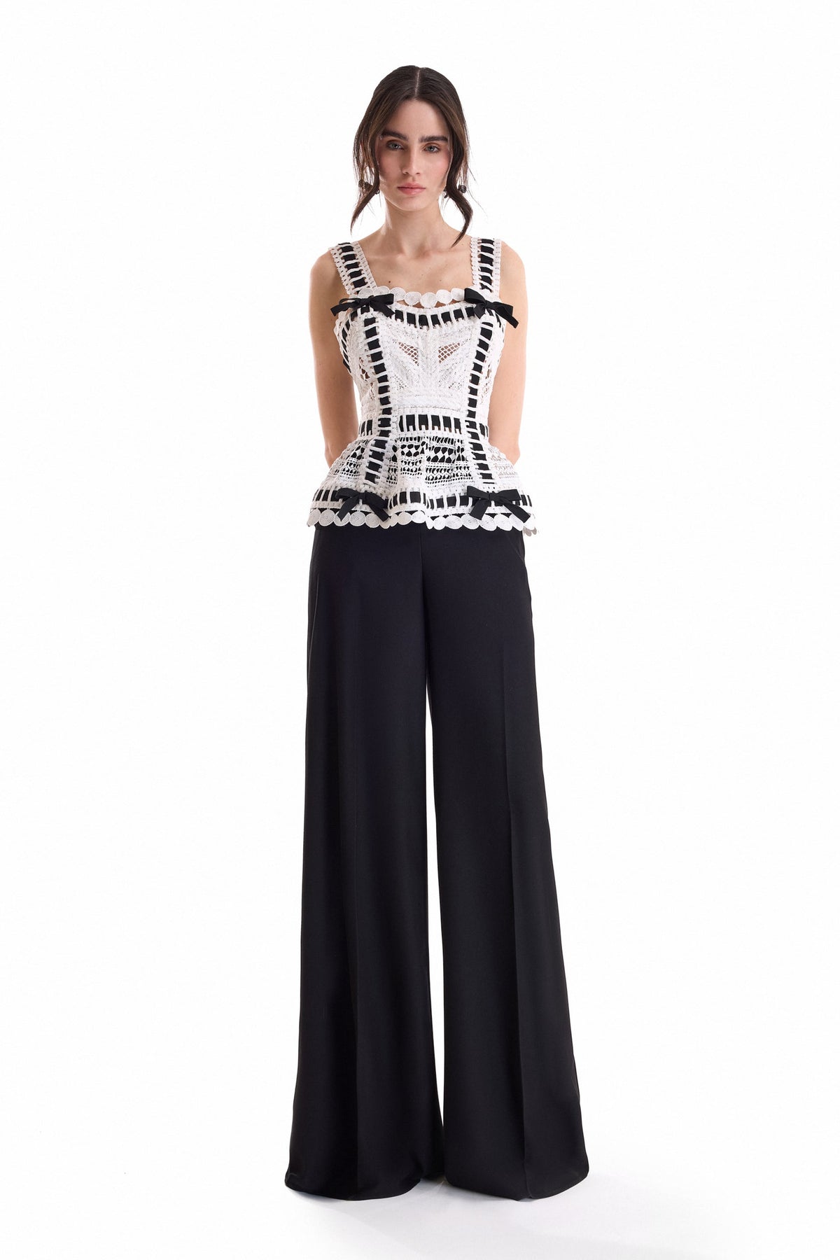 Ribbon Detail Peplum Set - Multicolor