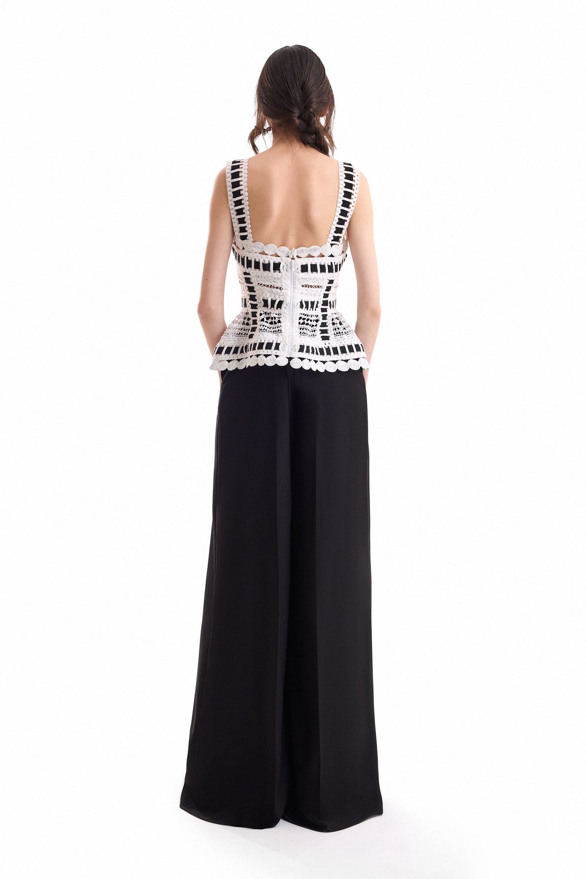 Ribbon Detail Peplum Set - Multicolor
