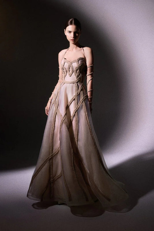 Strapless Braided Tulle Dress