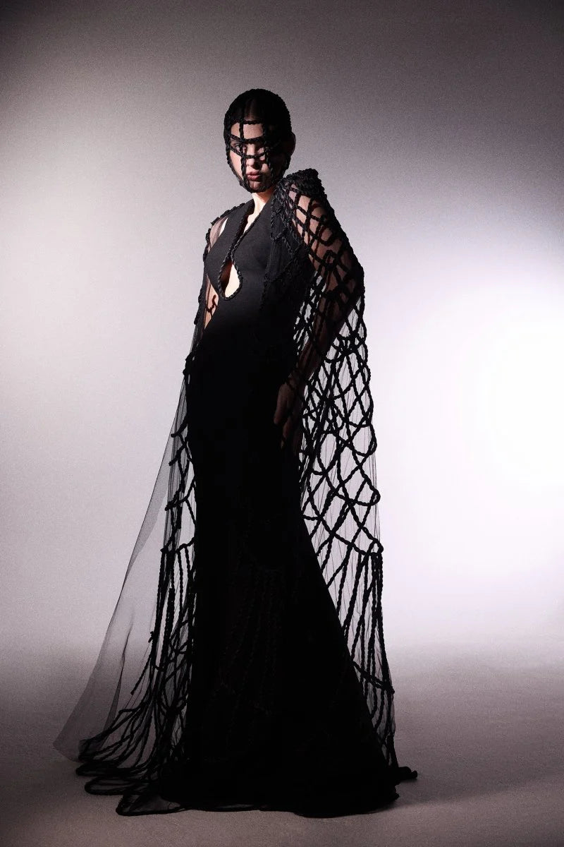 Slim Dress with Cape