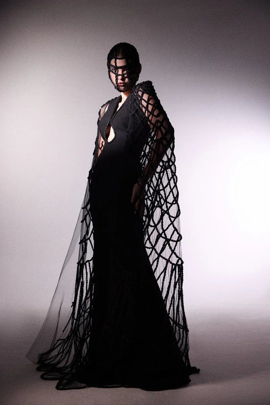 Slim Dress with Cape