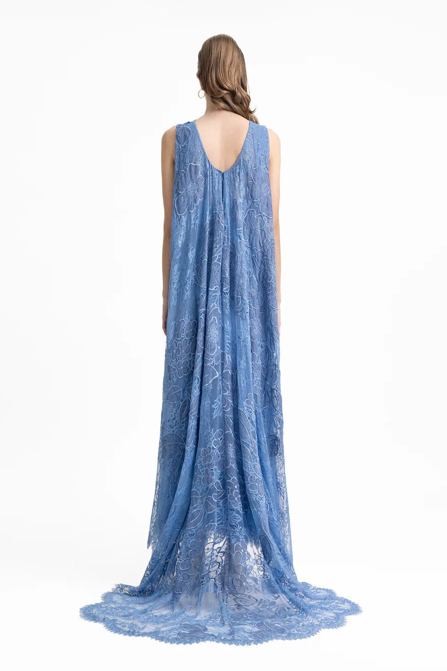 Embroidered Lace Dress with Cape