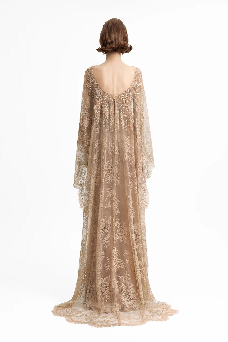 Corset Dress with Lace Cape