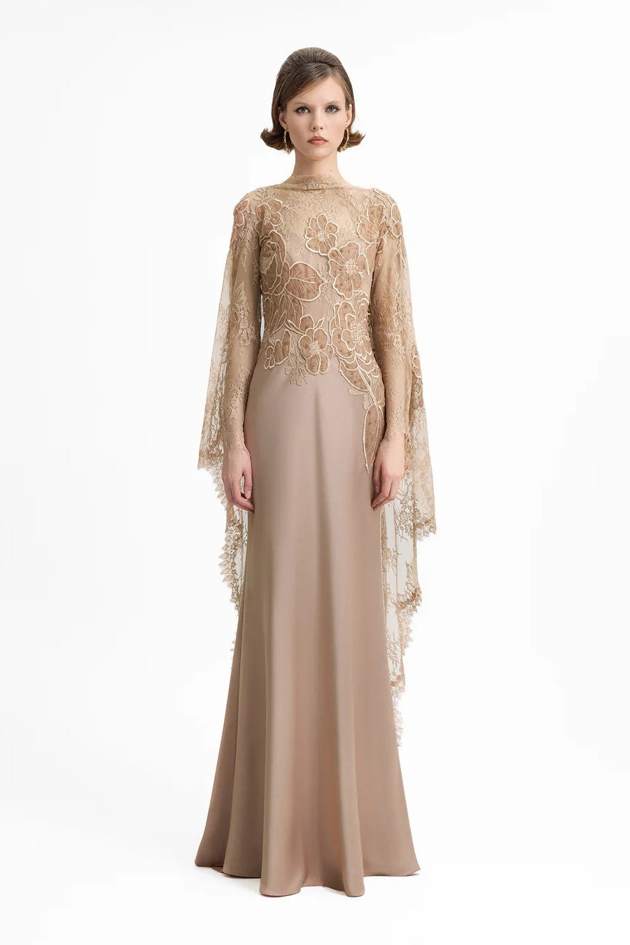 Corset Dress with Lace Cape