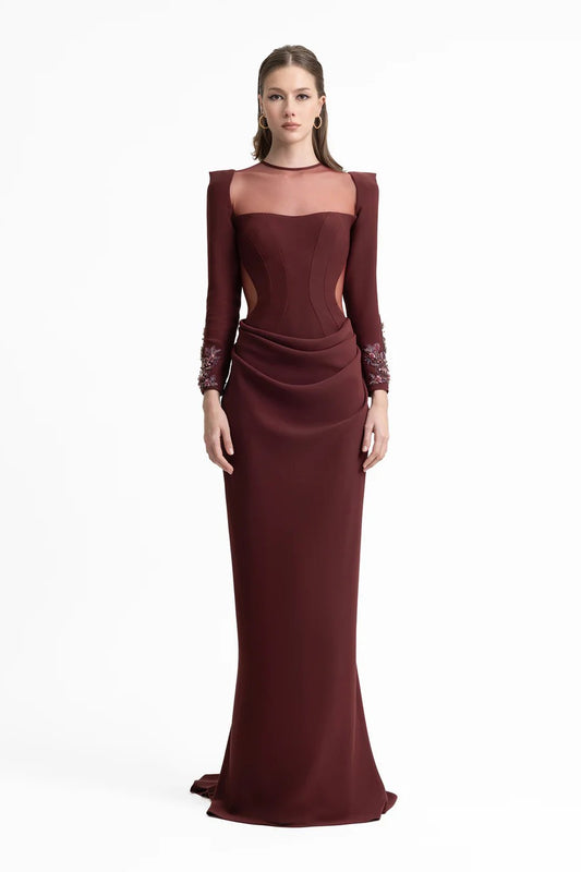 Beaded Corset Dress with Train