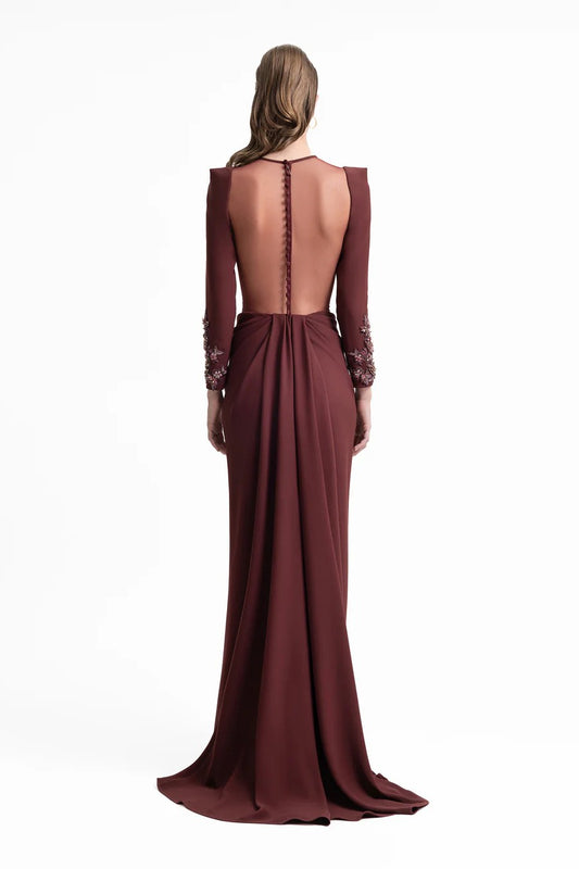 Beaded Corset Dress with Train