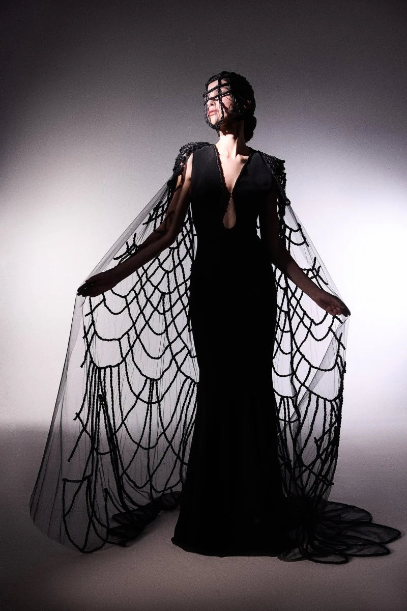 Slim Dress with Cape