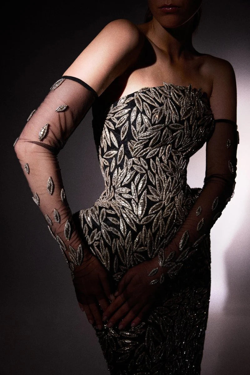 Strapless Beaded Short Dress
