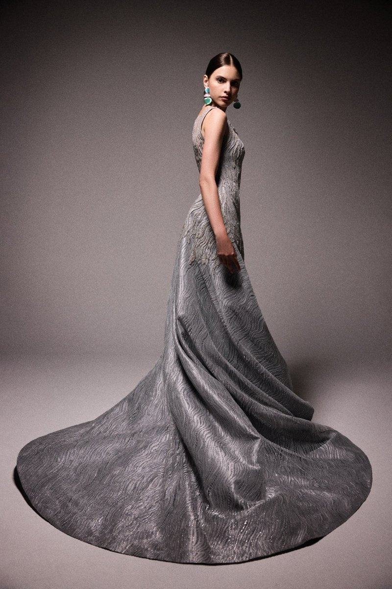Beaded Cowl-Neck Dress