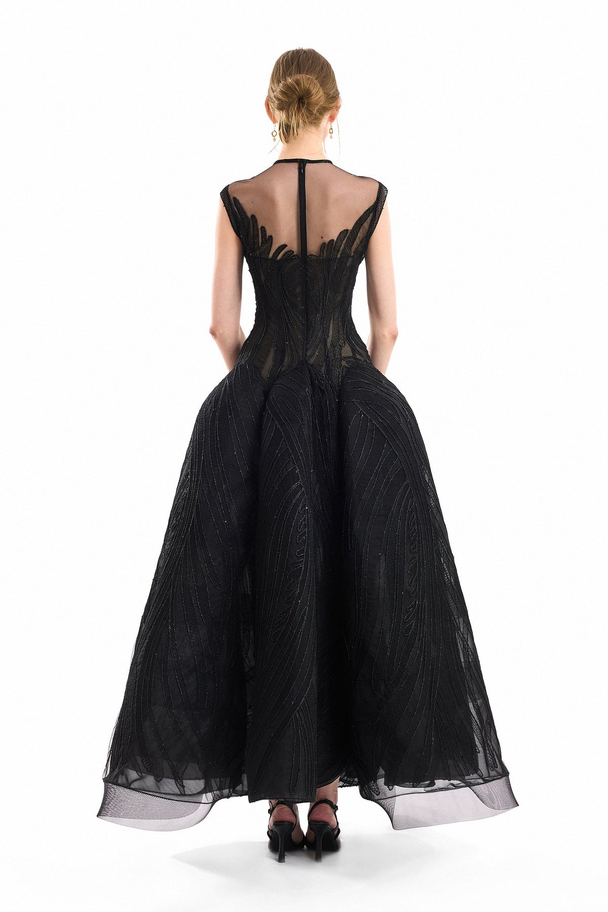 Corseted Sculptural Hip Dress - Black