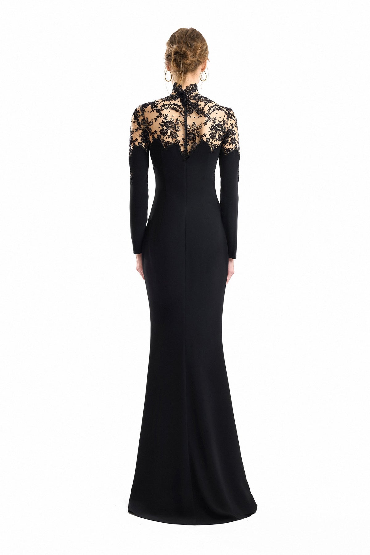 Slim-Cut Lace Sweetheart Dress - Black