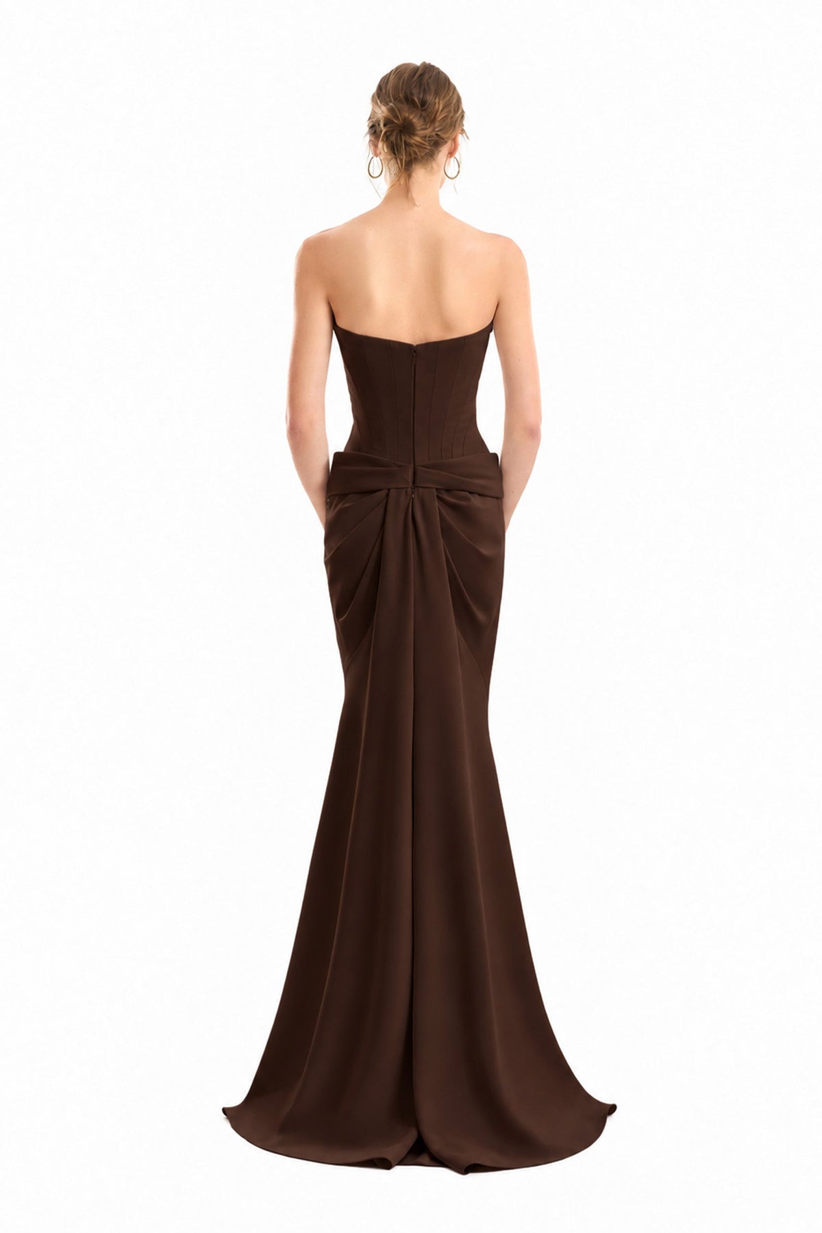 Strapless Beaded Dress - Brown
