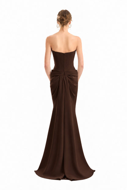 Strapless Beaded Dress - Brown
