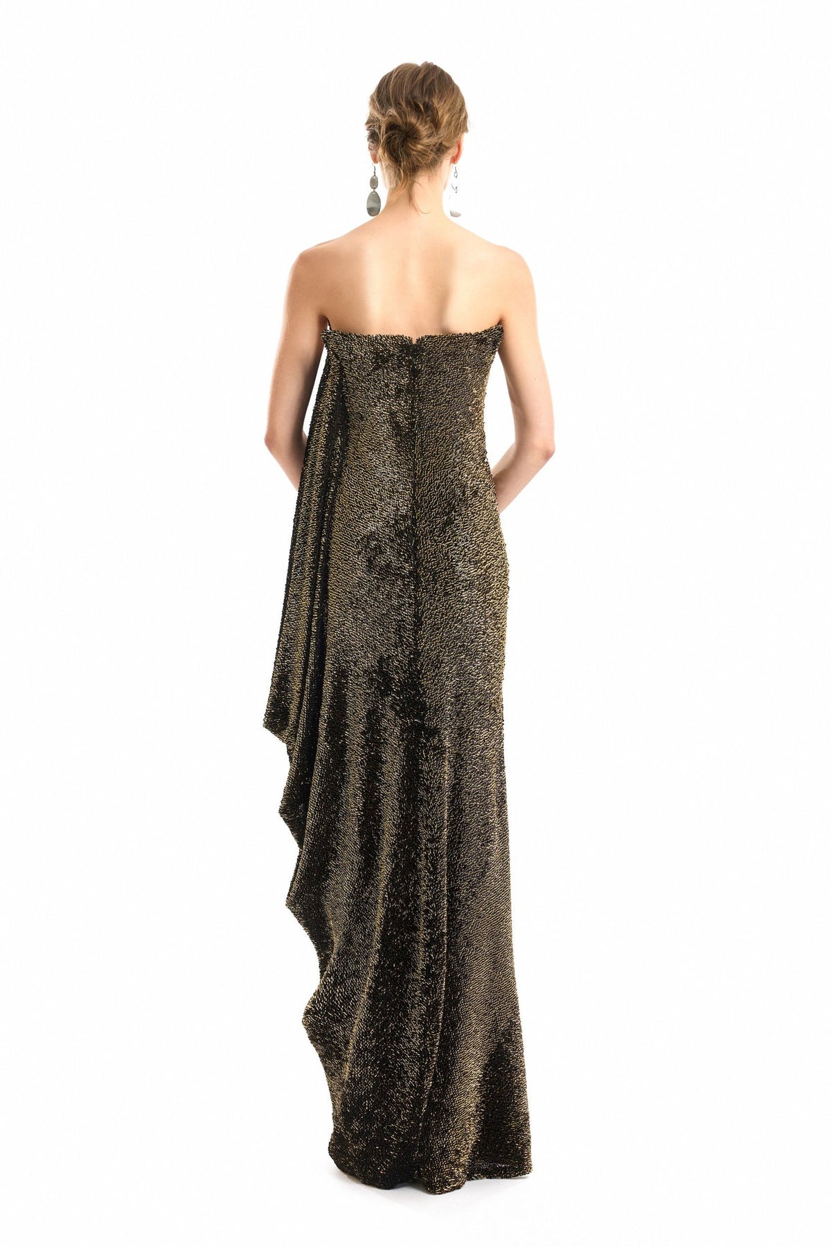 Sequined Crystal Neckline Dress - Green