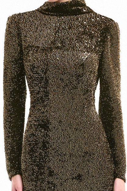 Beaded Open-Back Slim Dress - Green