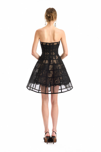 Caged Short Dress - Black