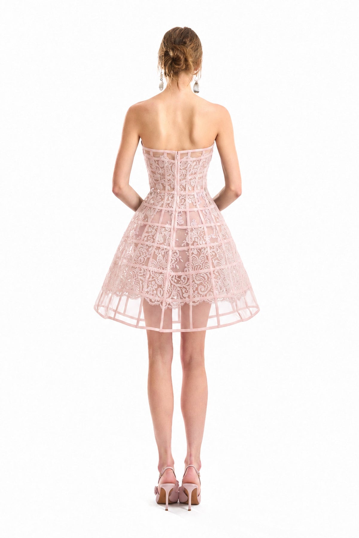 Caged Short Dress - Pink