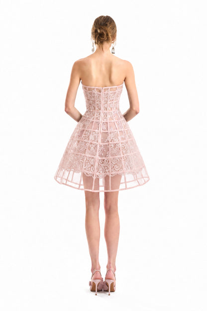 Caged Short Dress - Pink