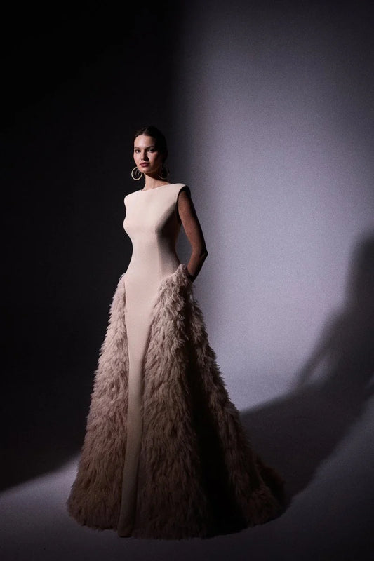 Padded Shoulder Tulle Dress