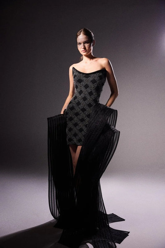 Structured Neckline Short Dress