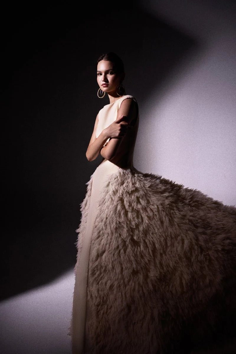 Padded Shoulder Tulle Dress