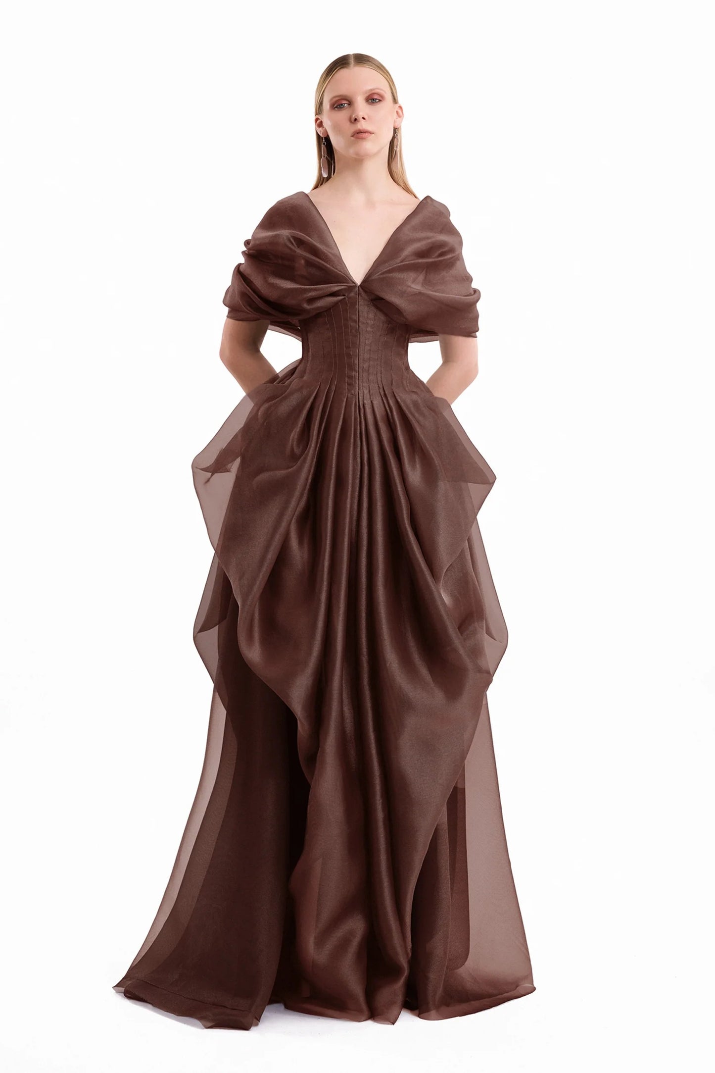Draped V-Neck Corset Dress