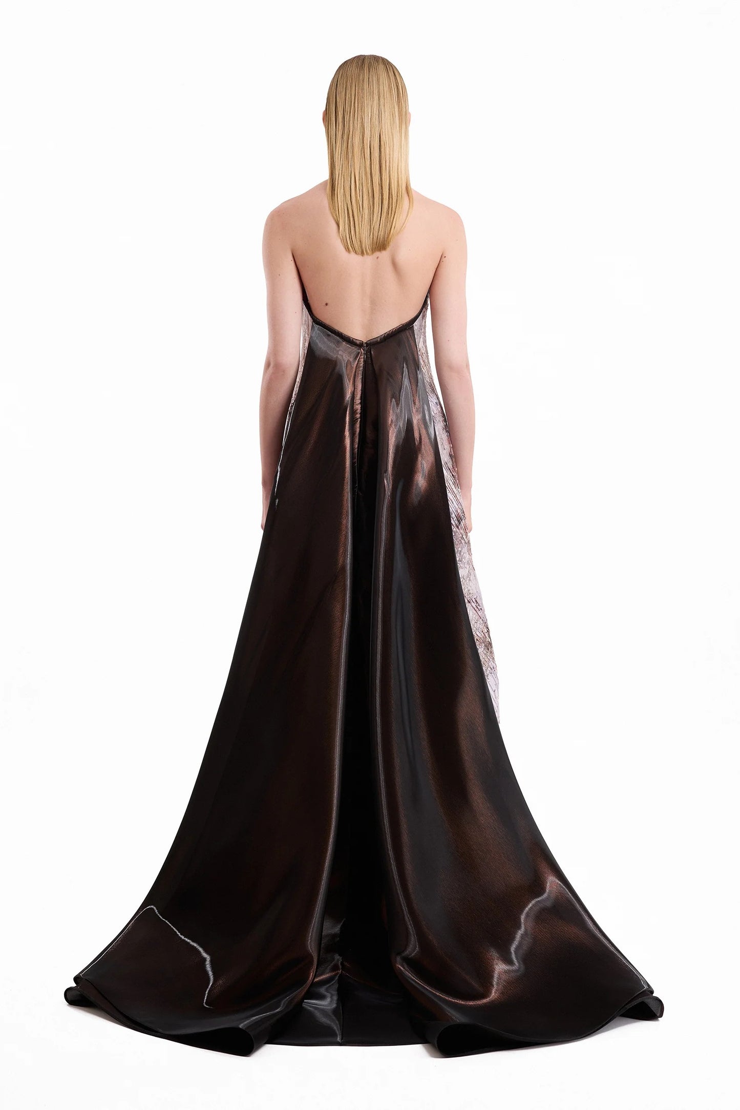 Strapless Sculpted Neck Printed Dress