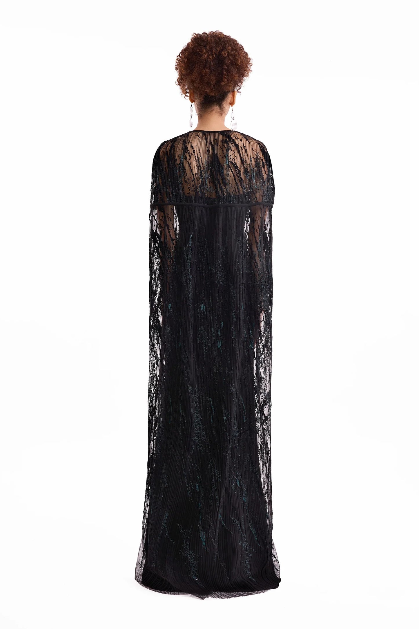 Sheer Tulle Cape Dress