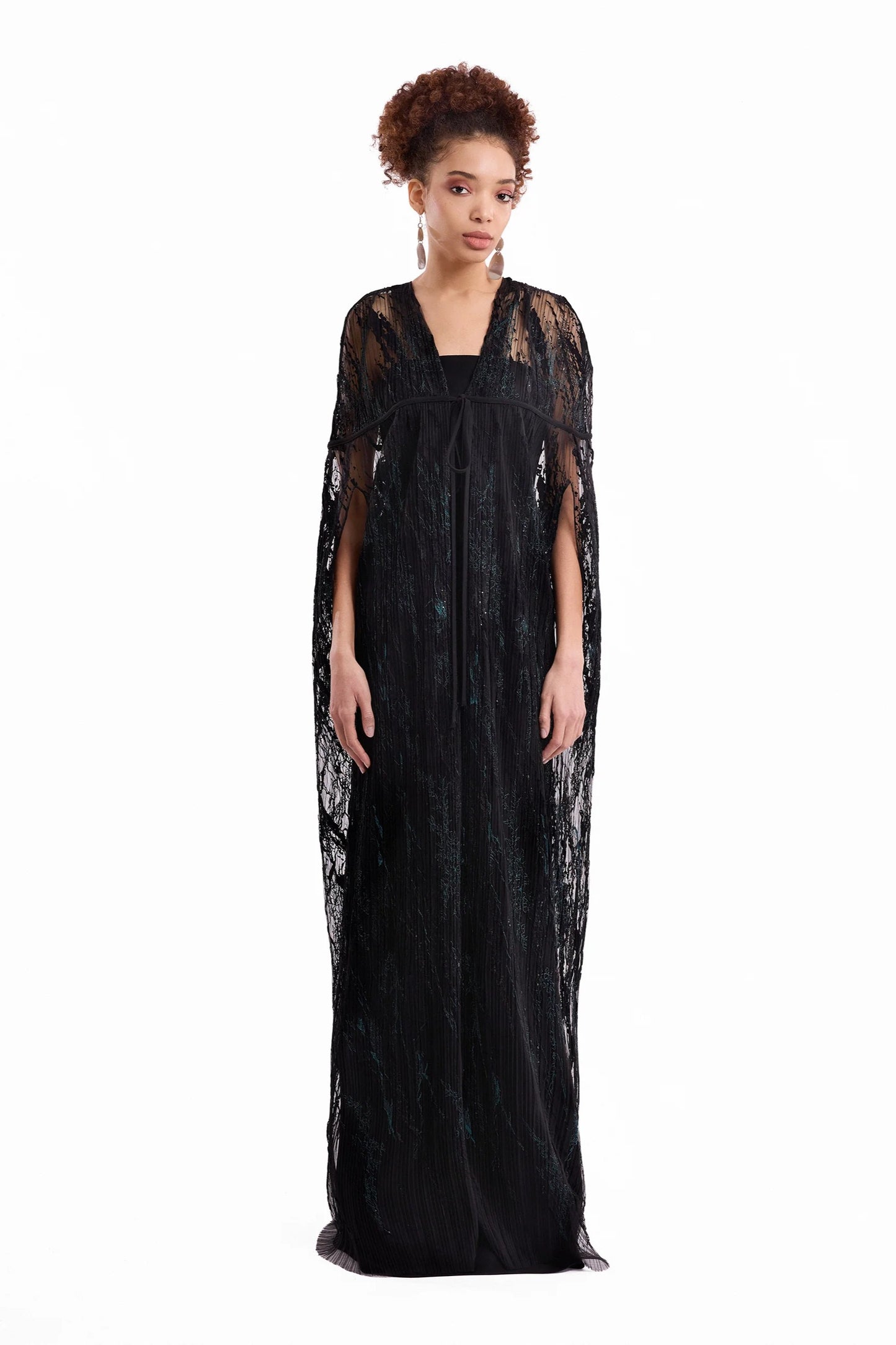 Sheer Tulle Cape Dress