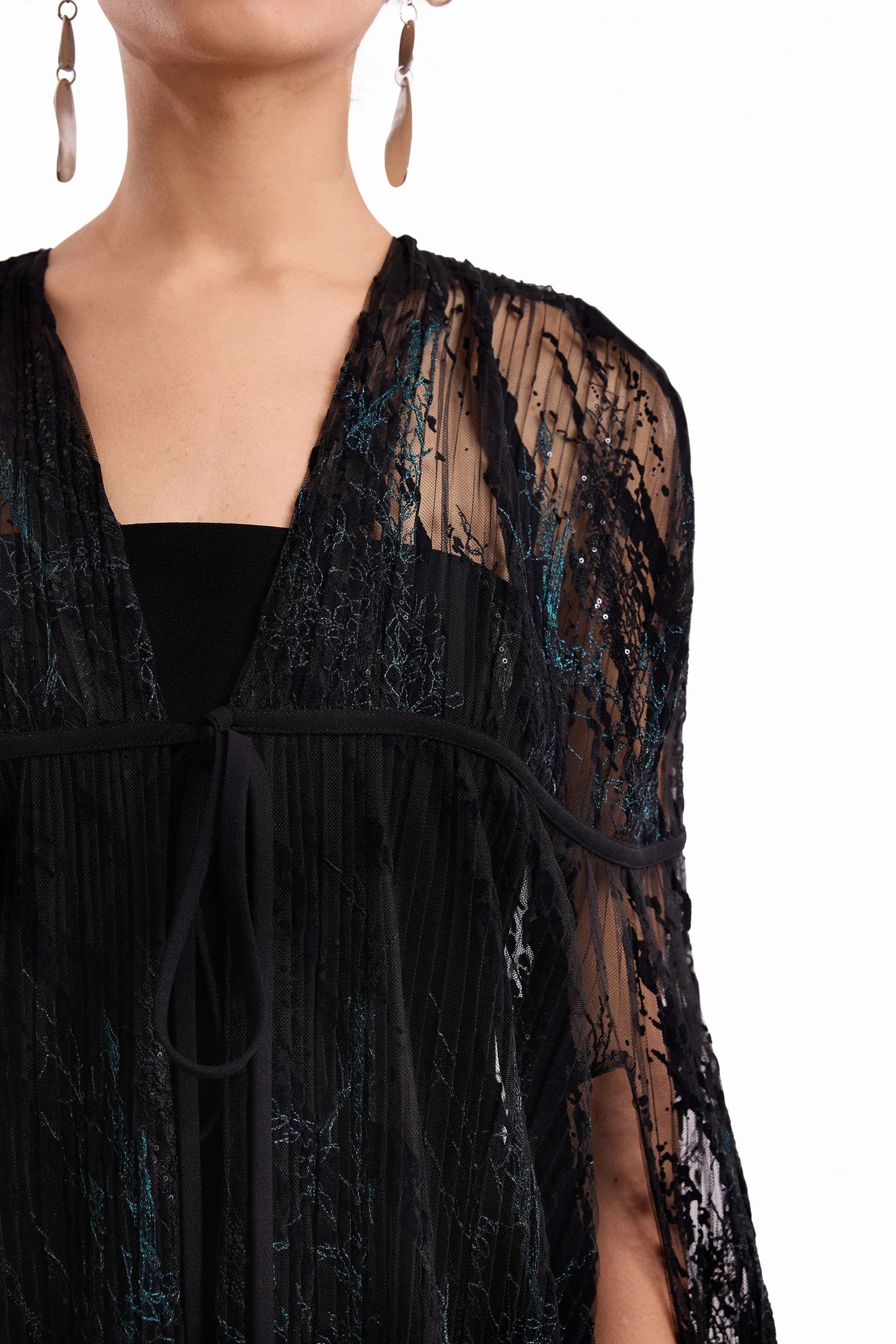 Sheer Tulle Cape Dress