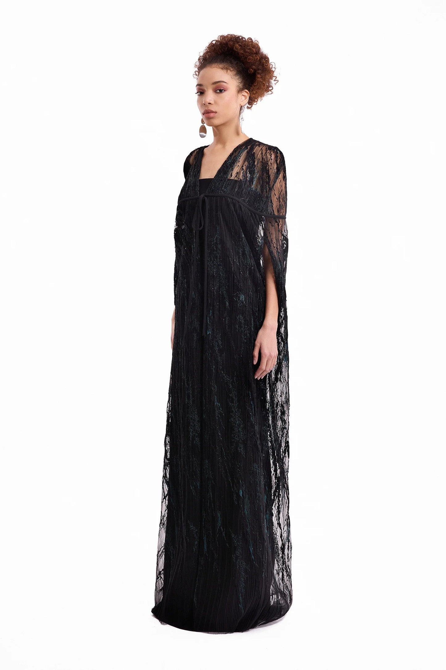 Sheer Tulle Cape Dress