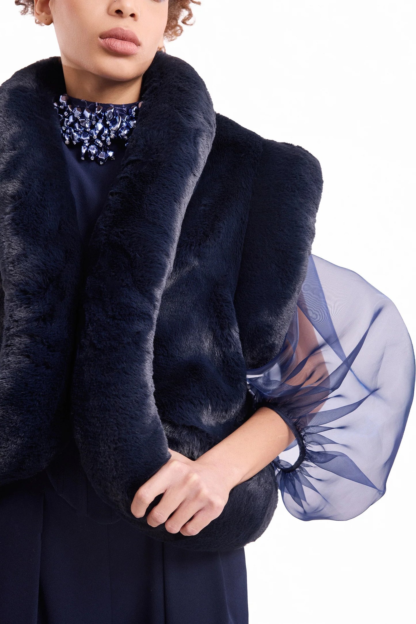 Embellished High-Neck Set with Wrap