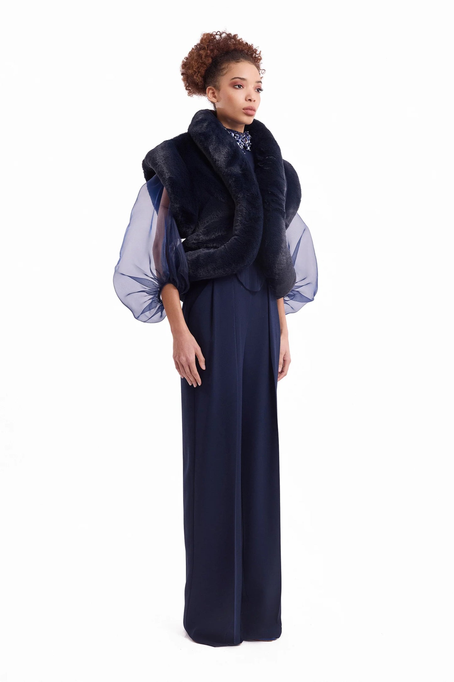 Embellished High-Neck Set with Wrap