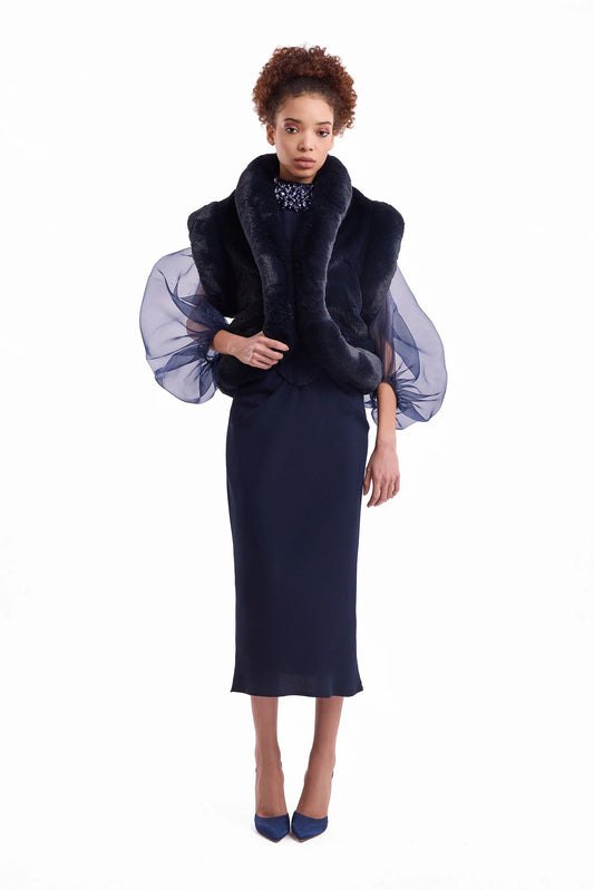 Beaded High-Neck Set with Wrap