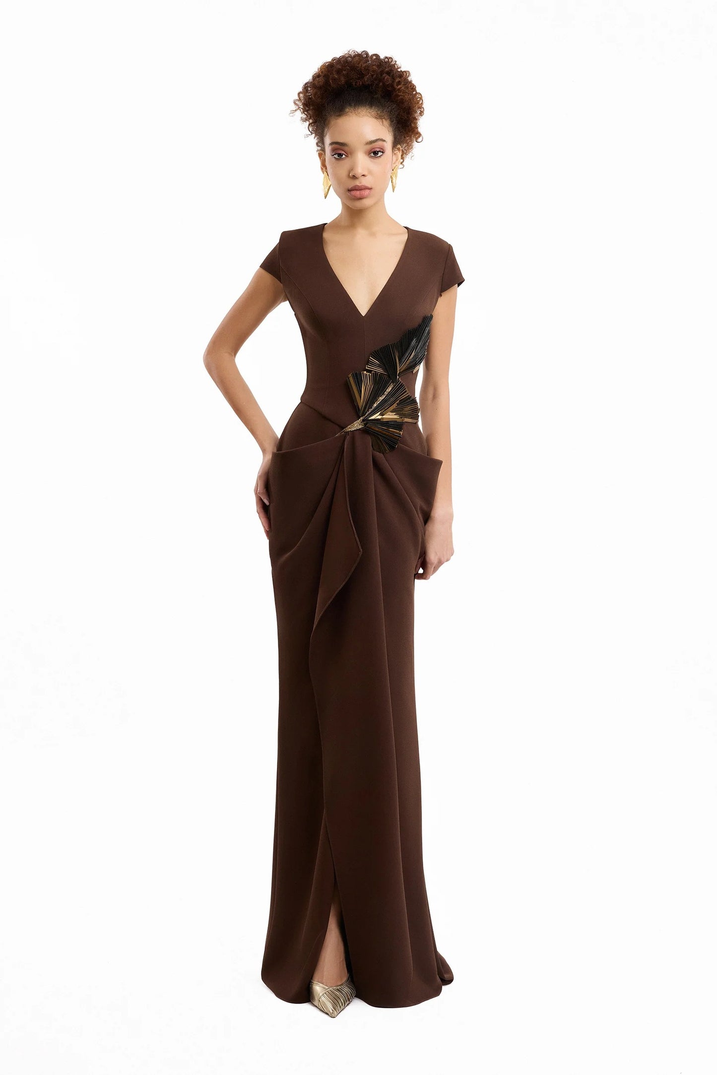 V-Neck Embellished Dress