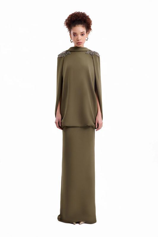Beaded High-Neck Dress