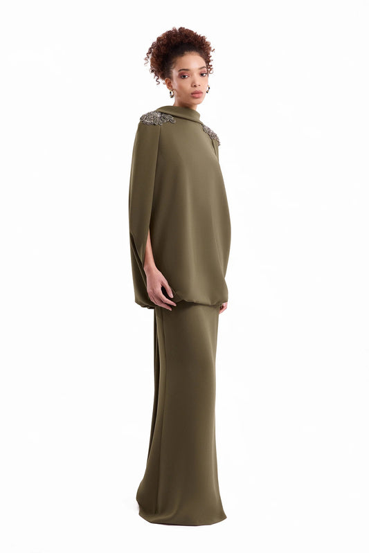 Beaded High-Neck Dress