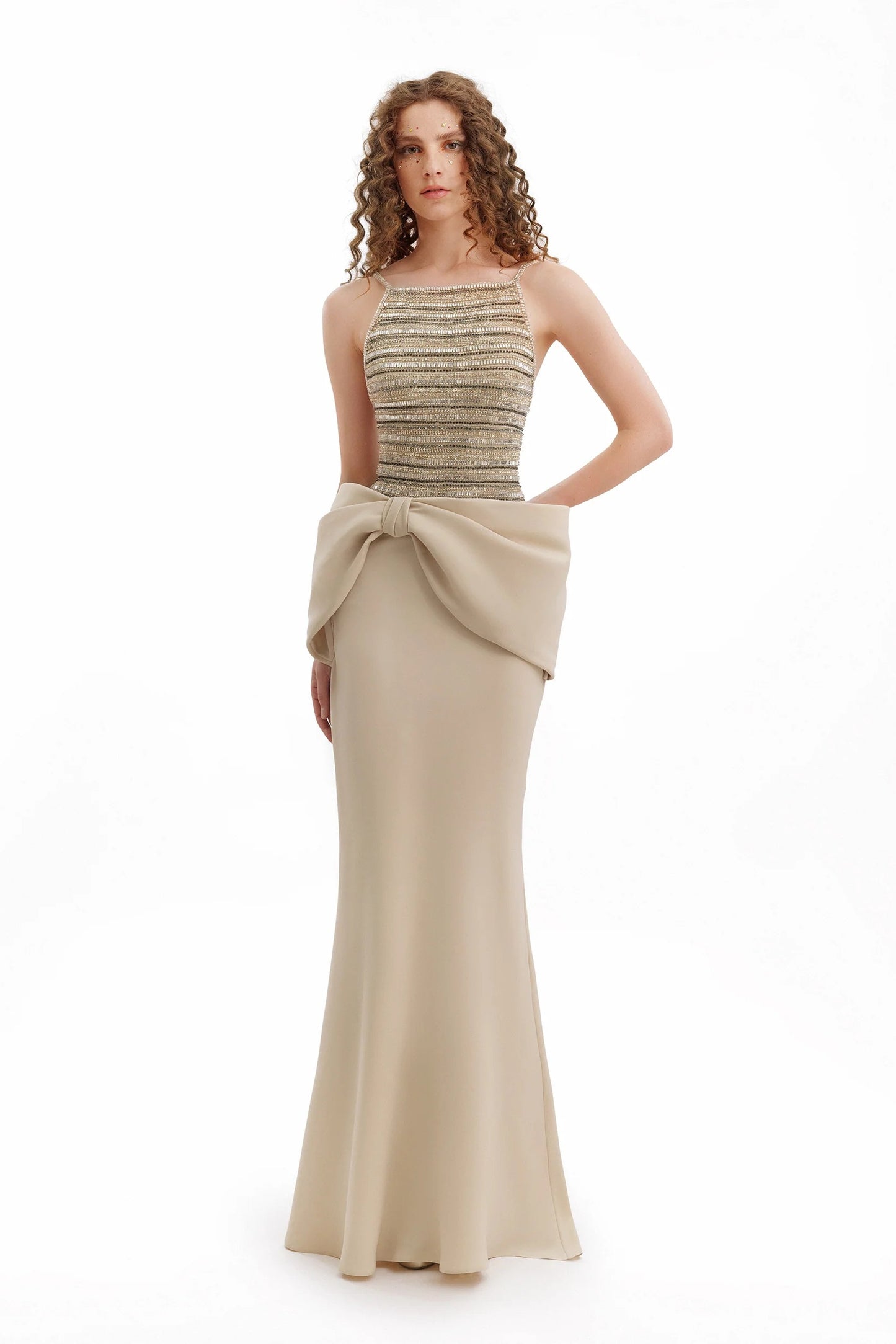 Beaded Dress with Bow
