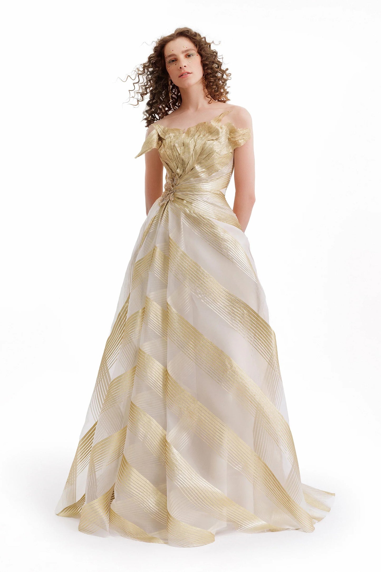 Off-Shoulder Petal Bodice Dress